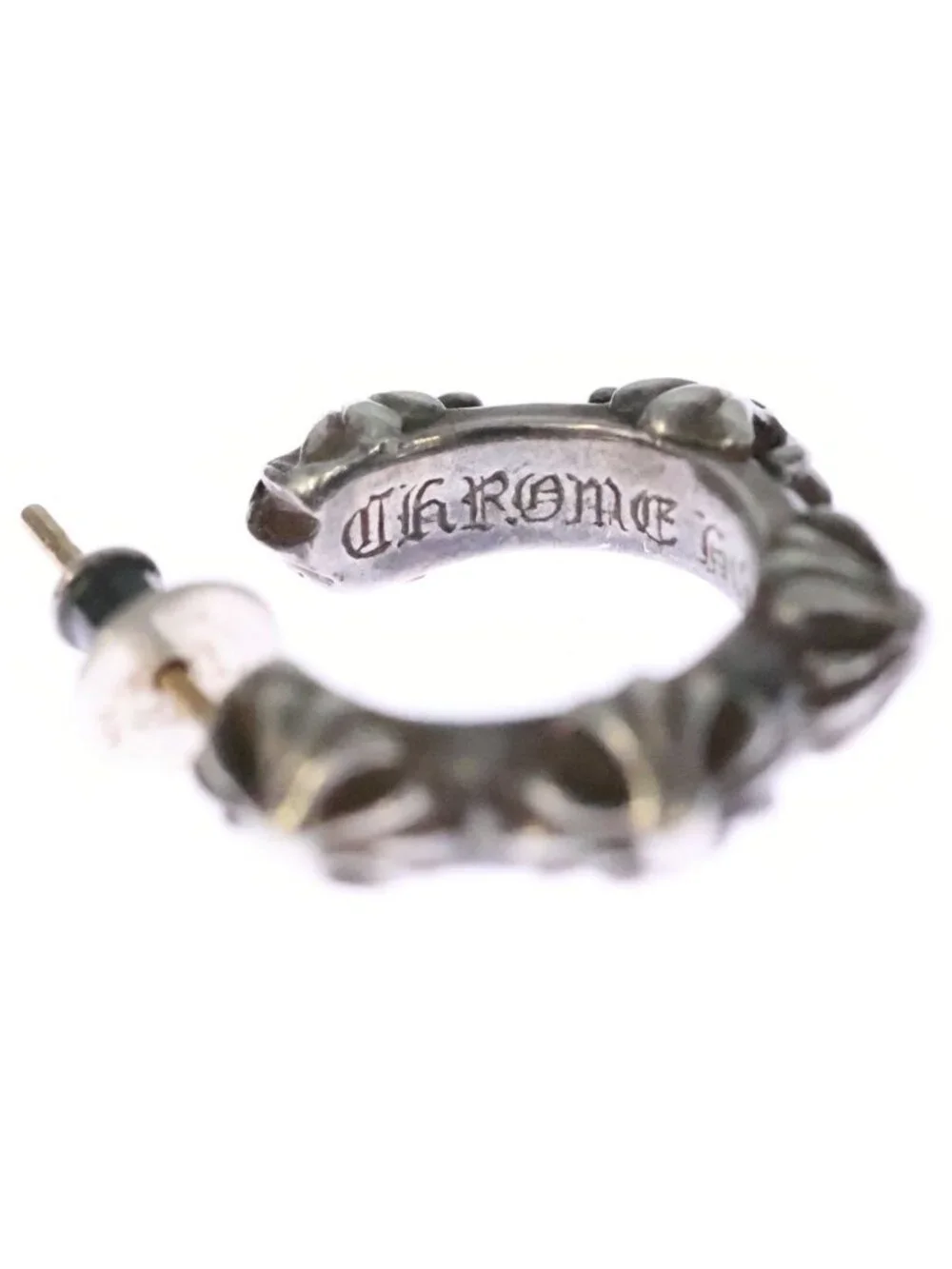 Chrome Hearts Hoop Cross Band Earrings Silver